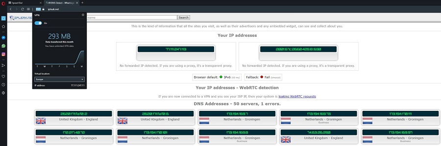 Opera VPN IP Leak Test