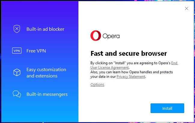 Opera VPN Windows Setup 1