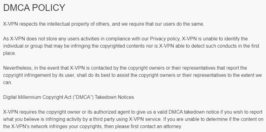 X-VPN DMCA Policy