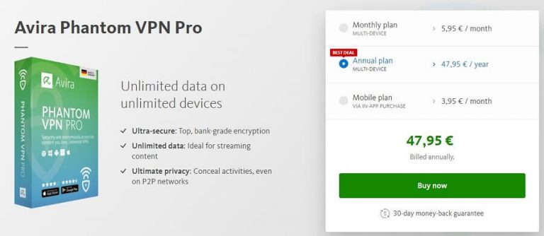 avira phantom vpn review