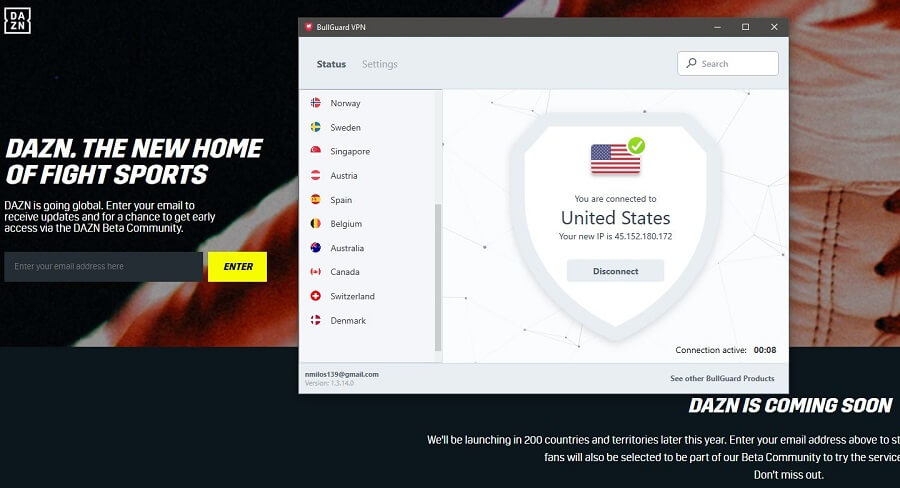 Bullguard VPN DAZN