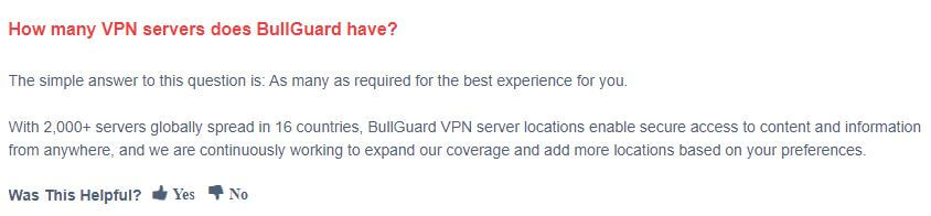 Bullguard VPN Servers