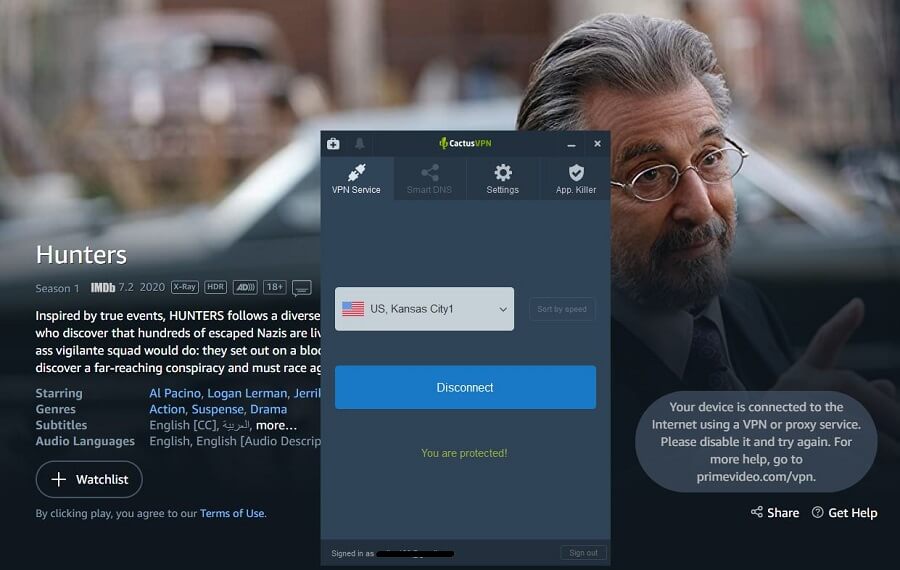 CactusVPN Amazon Prime Video