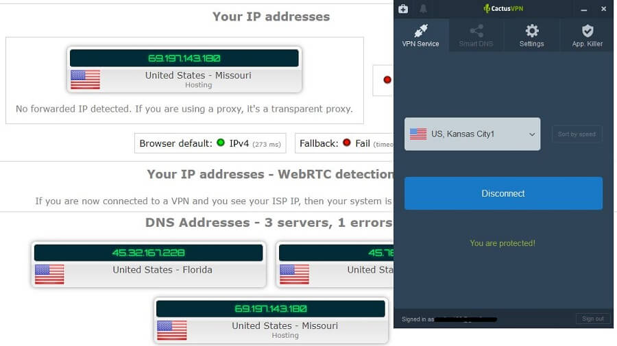 CactusVPN IP Leak Test