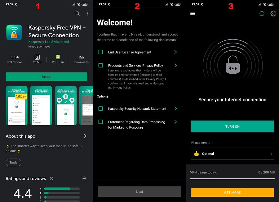 Kaspersky Secure Connection Android 1