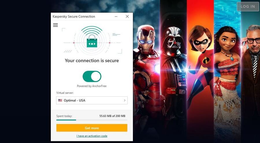 Kaspersky Secure Connection Disney+