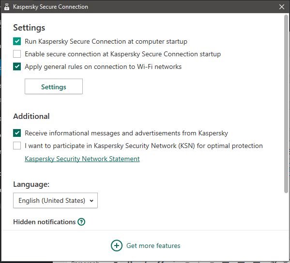 Kaspersky Secure Connection Features