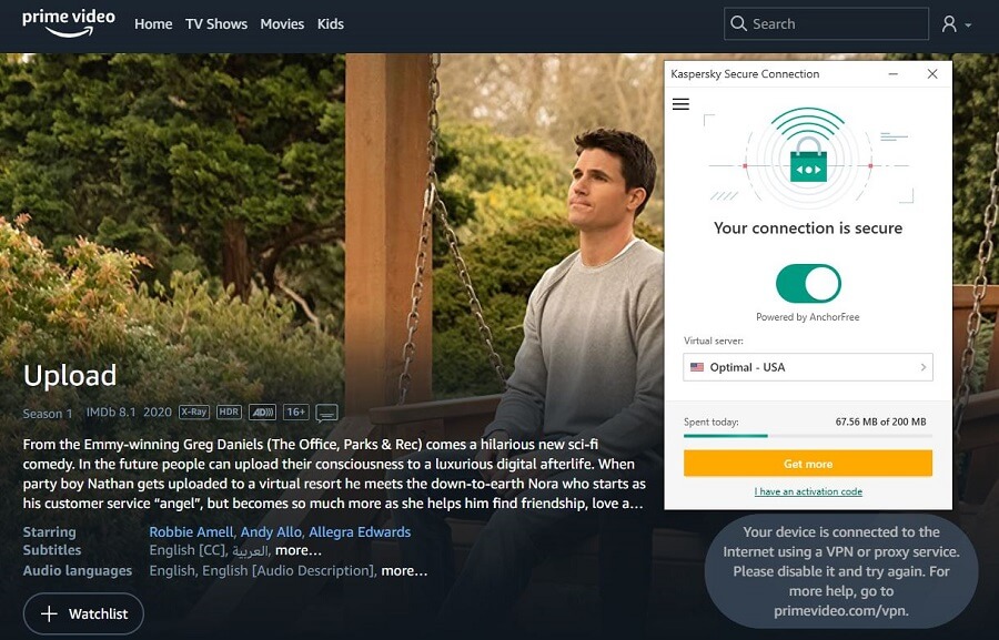 Kaspersky Secure Connection Prime Video