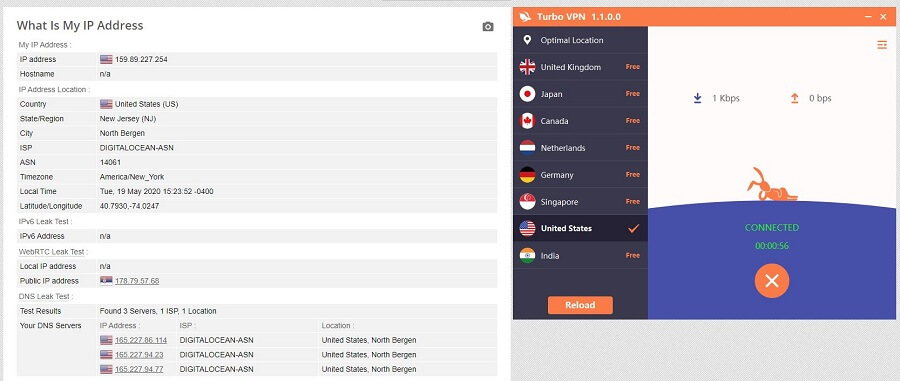 TurboVPN IP Leak Test