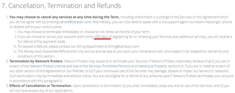 UltraVPN Refund Policy