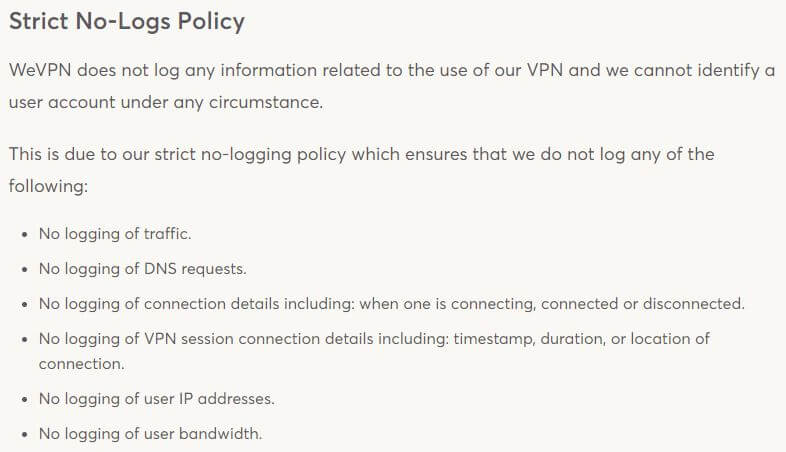 WeVPN Privacy Policy