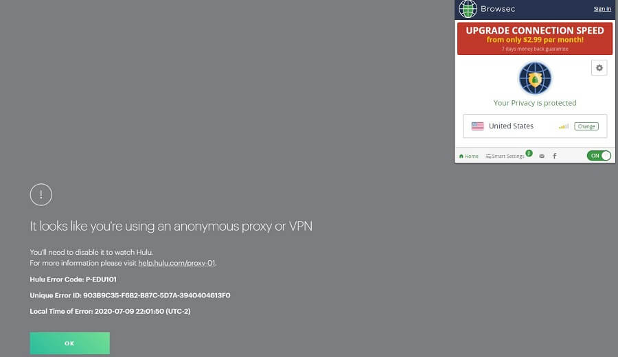 Browsec VPN Hulu