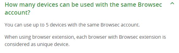 Browsec VPN Simultaneous Connections