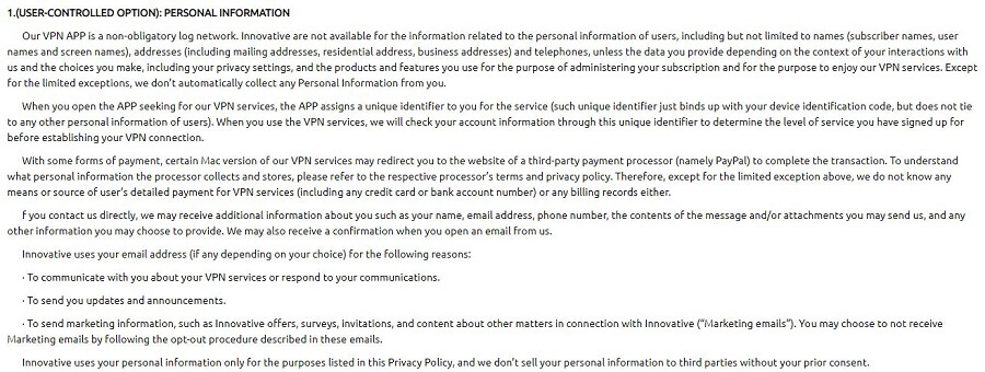 Proxy Master VPN Privacy Policy