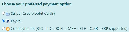 Ra4wVPN Payment Methods