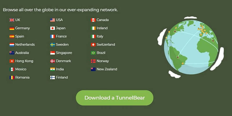 Tunnelbear-Countries